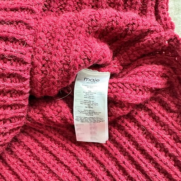 Maje Ribbed Knit Sweater - Deep Red - Picture 4 of 9